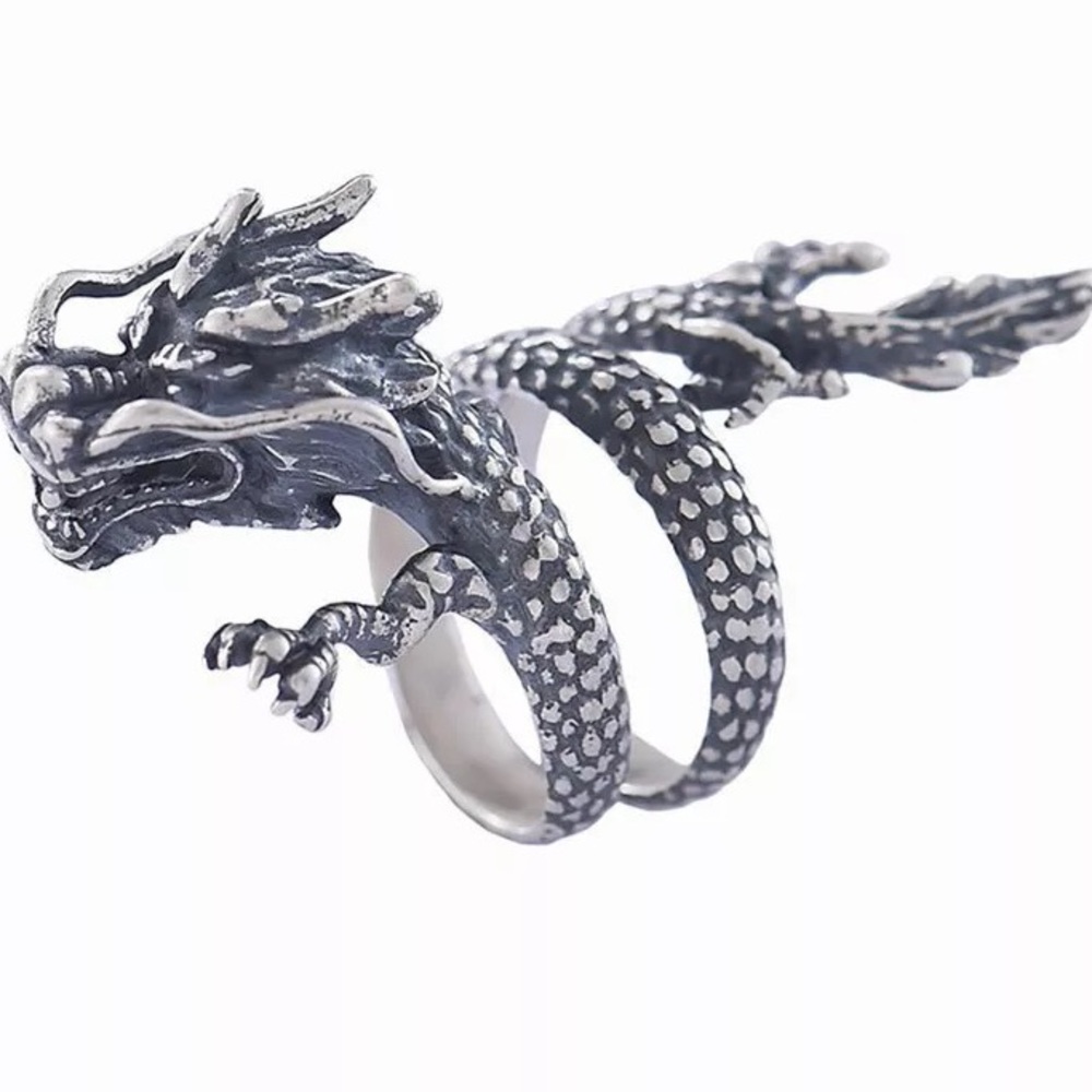 Dragon Ring Adjustable Silver Color
